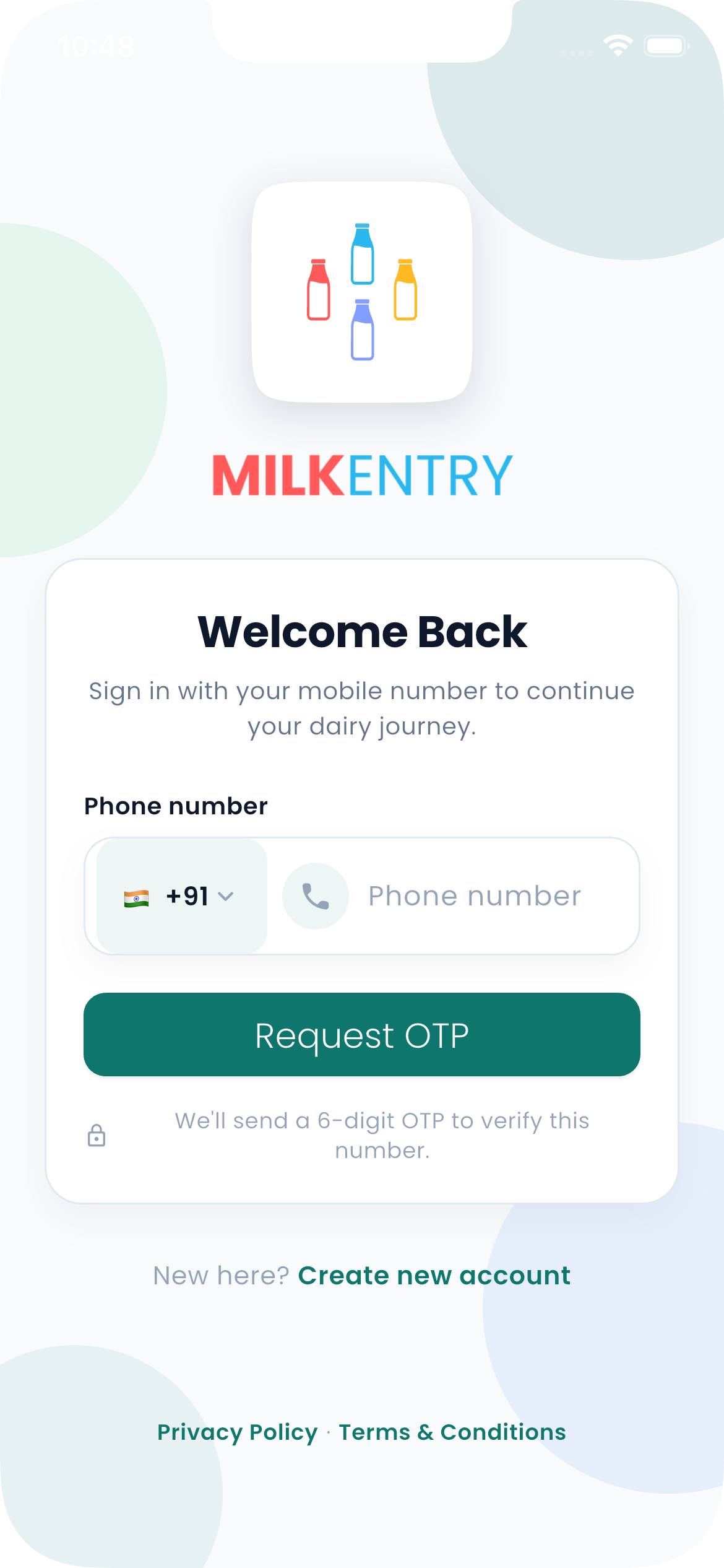 MilkEntry dairy management interface
